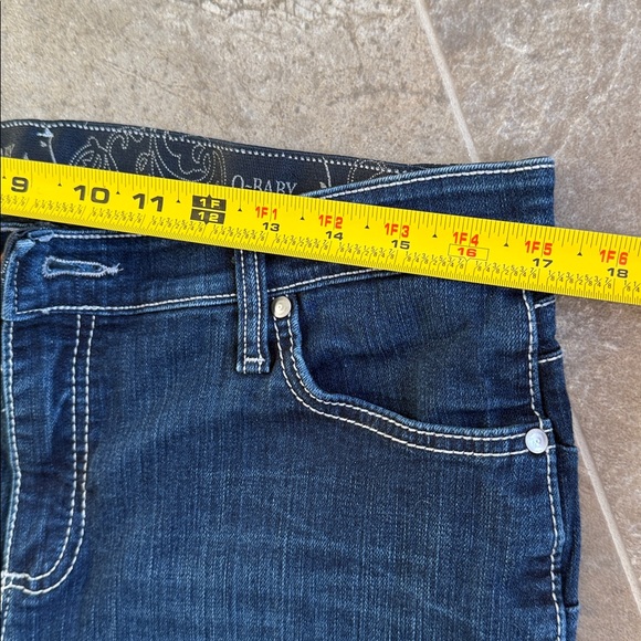 Cute baby wrangler Boot cut 13/14 X 34 western Blue dark wash Jeans like new - Picture 4 of 14